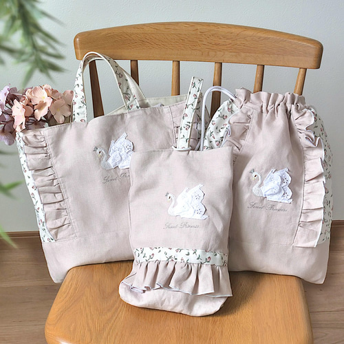 オーダー再開のお知らせと注意事項巾着袋リバティ刺繍