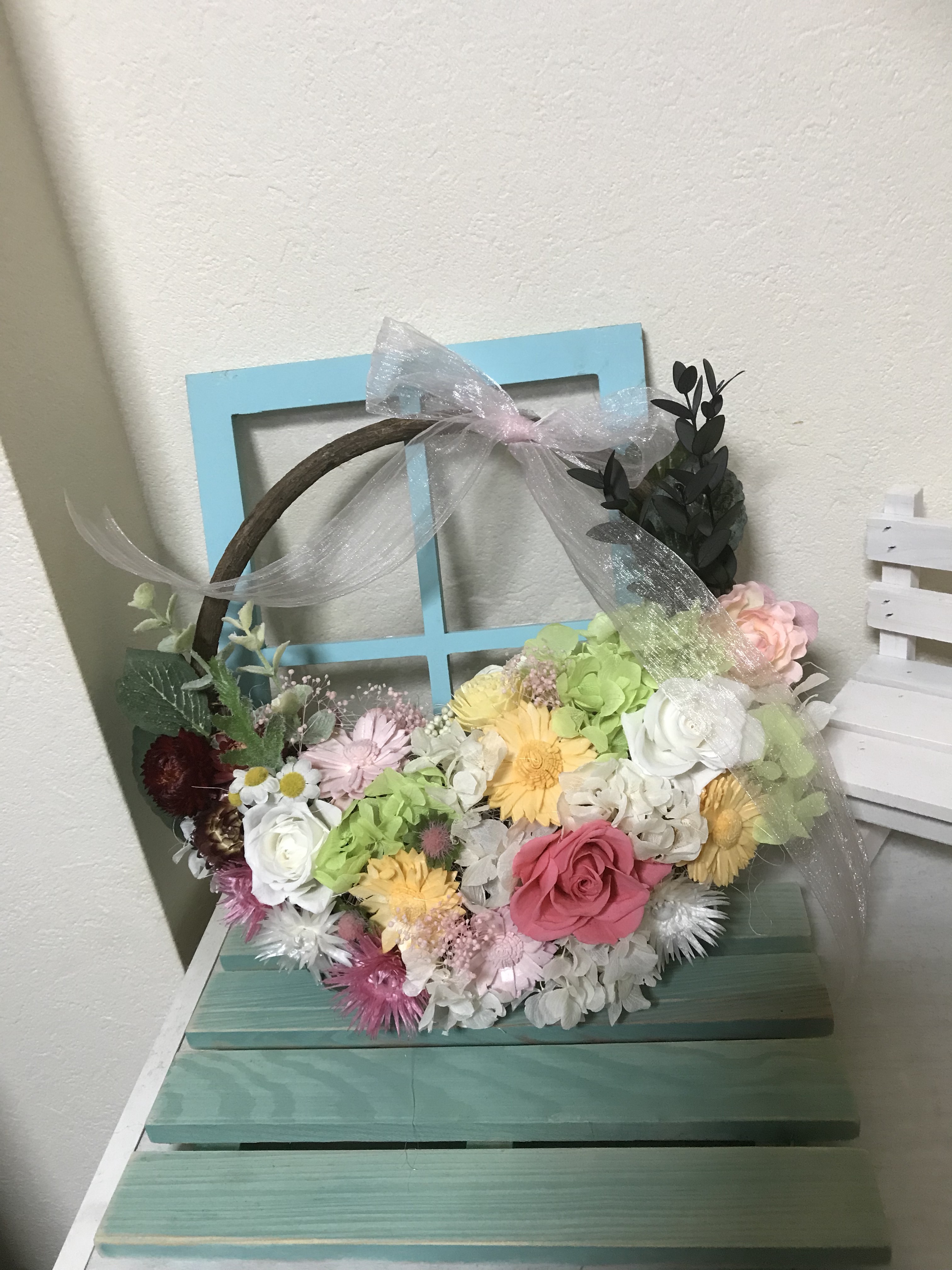 お花畑のようなリースブーケ