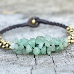 lucky jade brass bell wax cord bracelet 第3張的照片