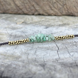 lucky jade brass bell wax cord bracelet 第5張的照片