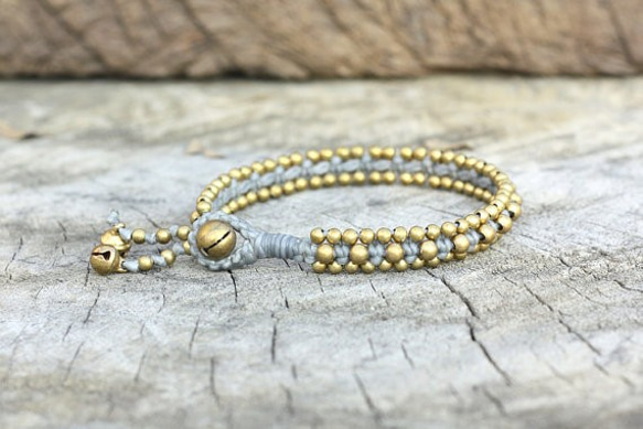 brass bead blessed handmade south sea bracelet 17cm grey 第1張的照片