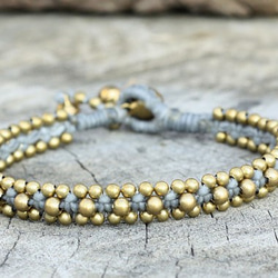 brass bead blessed handmade south sea bracelet 17cm grey 第2張的照片