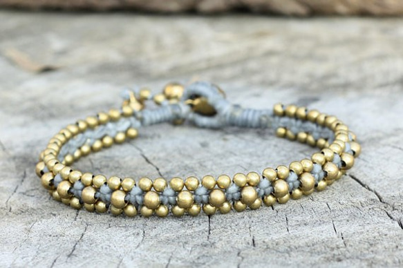 brass bead blessed handmade south sea bracelet 17cm grey 第2張的照片