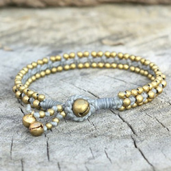 brass bead blessed handmade south sea bracelet 17cm grey 第3張的照片