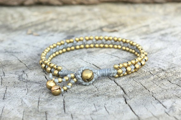 brass bead blessed handmade south sea bracelet 17cm grey 第3張的照片