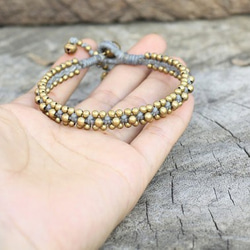 brass bead blessed handmade south sea bracelet 17cm grey 第4張的照片