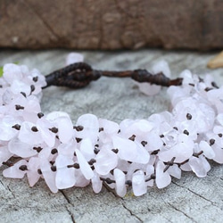 unconditional love heavy rose quartz wax cord bracelet 第2張的照片