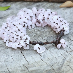 unconditional love heavy rose quartz wax cord bracelet 第3張的照片