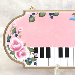 ピアノ、音楽教室の先生へ♬薔薇とリボン♪ワイドなピアノ教室ボード♪♡表札　看板【P008】（受注制作）　 5枚目の画像
