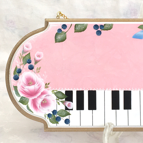 ピアノ、音楽教室の先生へ♬薔薇とリボン♪ワイドなピアノ教室ボード