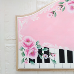 薔薇とストローク♪やわらかピンクのピアノ鍵盤ボード♪♡【P014】清楚♡♪表札　看板 4枚目の画像