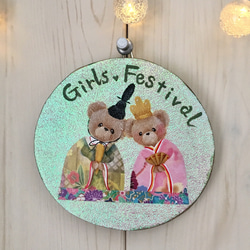 【creema限定】くまさんのGirls Festival☆彡ひな祭り、おひなさま、ミニボード☆彡トールペイント 3枚目の画像