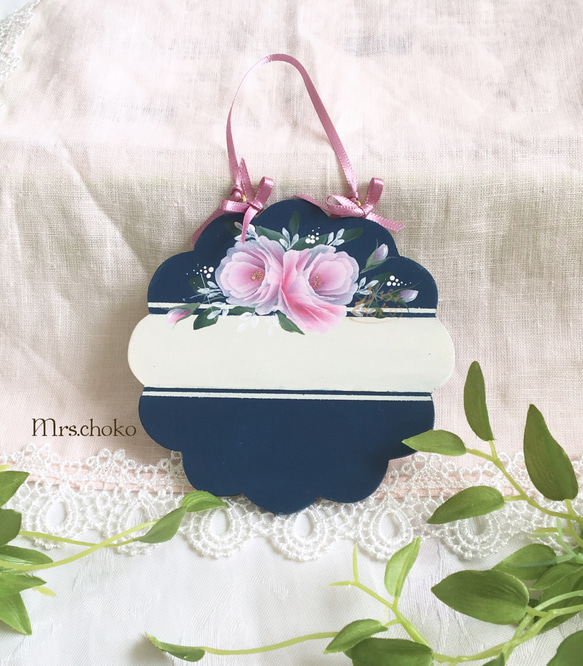 トールペイント作品・ドアノブプレート・薔薇＆すずらん