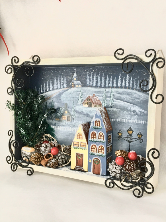 Creema限定　オプション付き☆彡聖なる夜のものがたり☆彡冬の風景壁飾り☆クリスマス　 3枚目の画像