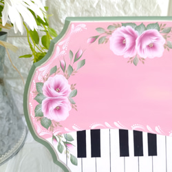 薔薇たっぷり【受注制作】♪ピアノ鍵盤ボード♪♡表札　看板【P002】ピンク♡上品♪ 4枚目の画像