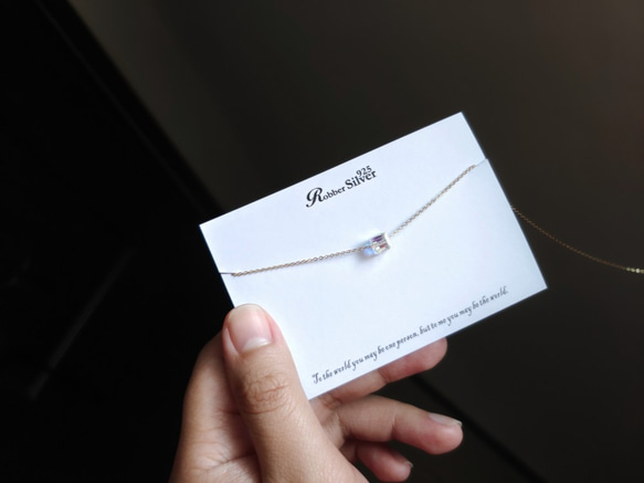 輕珠寶/ AURORA 裸.極光 立體小方塊 項鍊 施華洛世奇水晶 Swarovski Necklace 客製化禮物 第5張的照片
