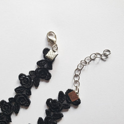 黑 復古簍空蕾絲珍珠choker 可調長度 維多利亞風 純銀/不鏽鋼 客製化禮物 第4張的照片