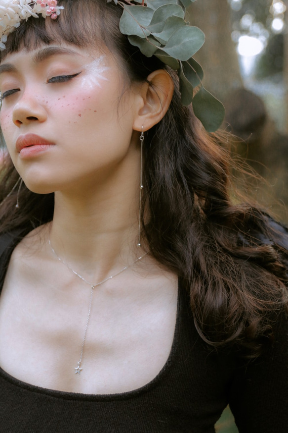 極簡風。ANGEL SV925 小珠珠雙層長鍊耳環(耳夾) 純銀/金/玫瑰金 客製化禮物 第2張的照片