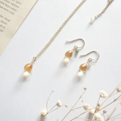 輕珠寶/ 清透黃水晶耳環(耳夾) 印度瑪瑙 水滴型 招財 十一月誕生石 客製化禮物 第4張的照片