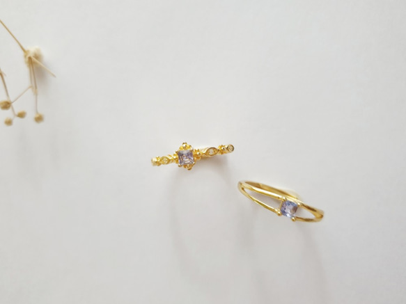 輕珠寶/ AAA坦桑石情侶對戒 可調整大小 925純銀鍍18k金 Tanzanite 客製化禮物 第3張的照片