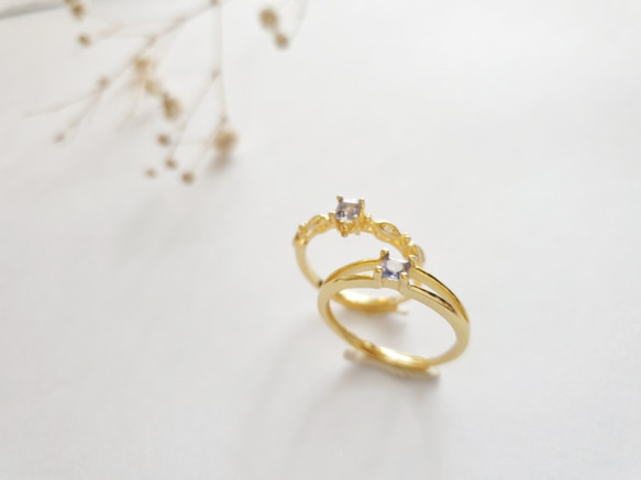 輕珠寶/ AAA坦桑石情侶對戒 可調整大小 925純銀鍍18k金 Tanzanite 客製化禮物 第4張的照片