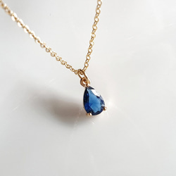 輕珠寶/ 14k包金 倫敦藍 三爪鑲鋯石項鍊Royal Blue CZ Necklace 第1張的照片