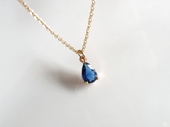 輕珠寶/ 14k包金 倫敦藍 三爪鑲鋯石項鍊Royal Blue CZ Necklace 第1張的照片