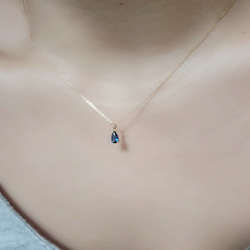 輕珠寶/ 14k包金 倫敦藍 三爪鑲鋯石項鍊Royal Blue CZ Necklace 第2張的照片