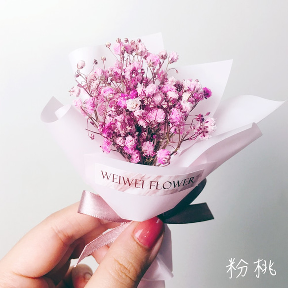 WEIWEI FLOWER/進口乾燥滿天星迷你花束-4色/畢業花束/母親節花束/韓式花束/情人節花束/捧花禮/婚禮小物 第2張的照片