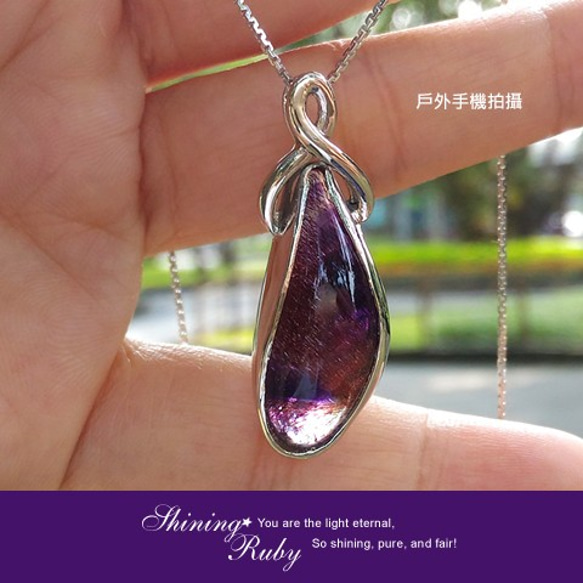 Shining☆Ruby 亮晶晶【三輪骨幹水晶92銀K墬含鍊，紫紅色順髮閃爍，台灣設計師款式，唯一獨家】00000157 第9張的照片