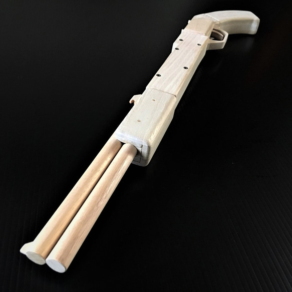 木製 ショットガン風 10連発輪ゴム銃 1枚目の画像