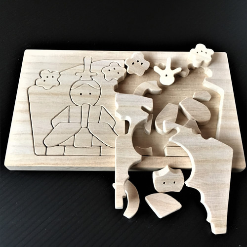 木製 ひなまつりジグソーパズル(大) R-1 20cm×12cm その他置物 工房
