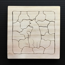 木製 にゃんこジグソーパズル A-12　12cm×12cm 1枚目の画像