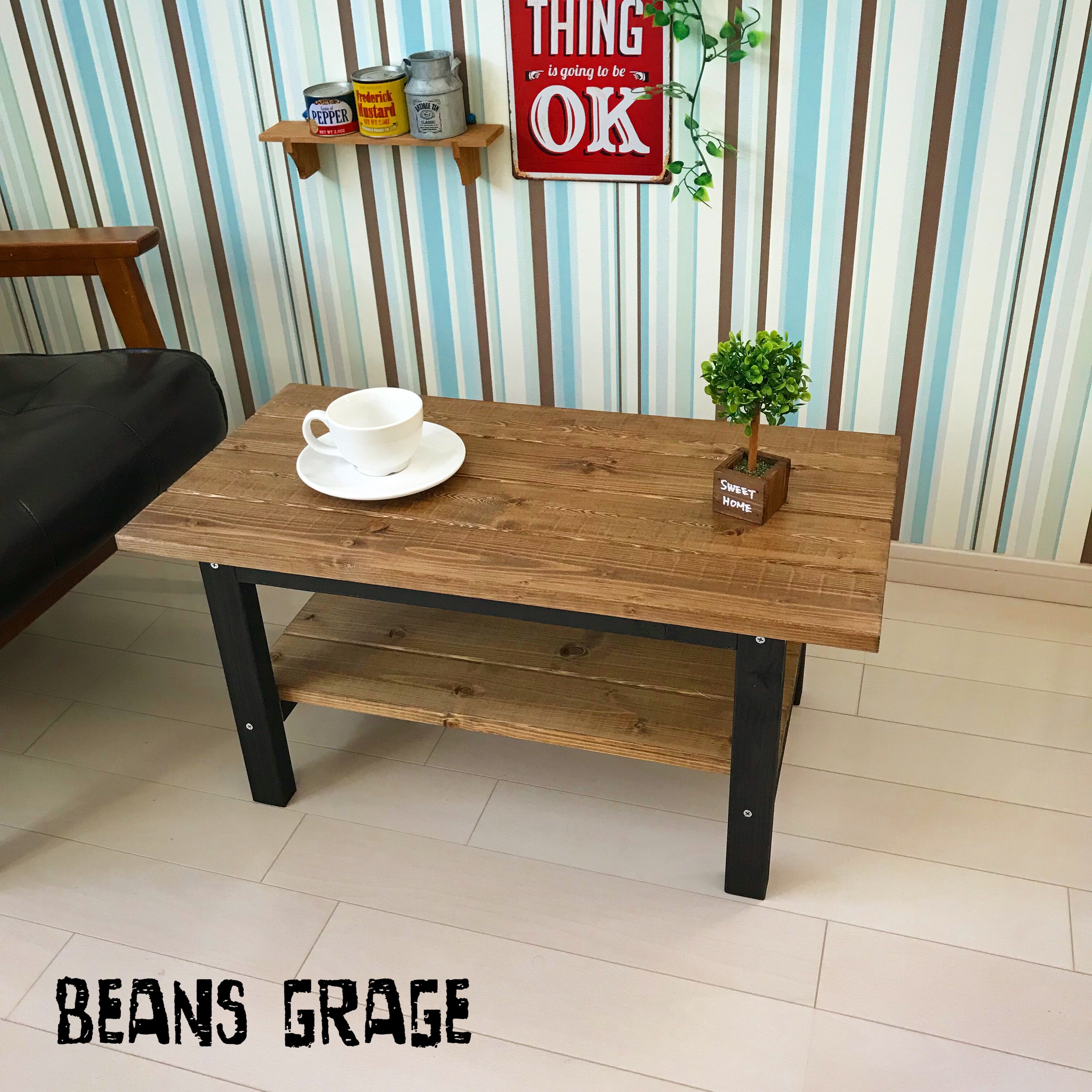 無垢ローテーブル お部屋をカフェ風に！天然木 棚つき コーヒーテーブル 無垢材 センターテーブル 勉強机