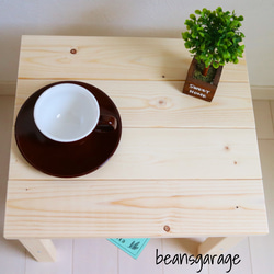 ローテーブル【40×36】カフェ風サイドテーブル！無垢材 棚付きコーヒーテーブル ナチュラル 5枚目の画像