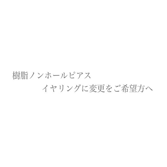 樹脂ノンホールピアス、イヤリング、チタンピアス(ポストのみ)をご希望の方は"プラス料金にて"変更可能になりました☺︎ 1枚目の画像