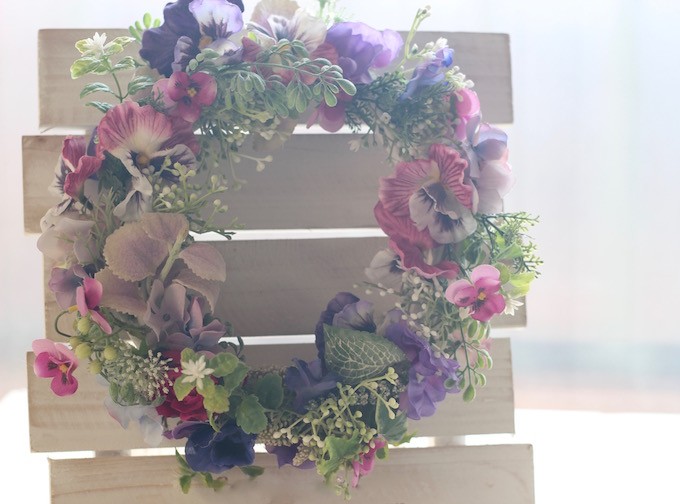 アーティフィシャルフラワー（高級造花）　パステルカラーのリース　贈り物　ギフト　母の日　退職祝い　開店祝　新築祝