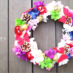 X'mas magic flower wreath 〜紫陽花とリボン〜 2枚目の画像
