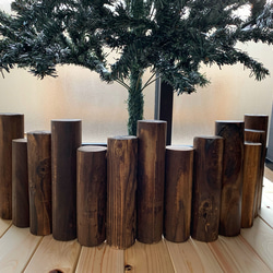 15本90cm クリスマスツリー　脚隠し　足隠し　スカート　丸太　高さ18cmの3段(底にフェルト有り) 1枚目の画像