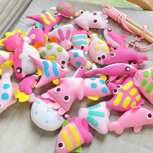 フェルト さかなつり 手作りキット ピンクバージョン（おさかな28匹