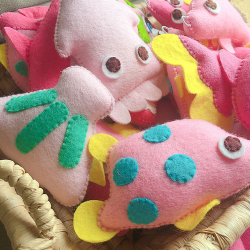 フェルト さかなつり 手作りキット ピンクバージョン（おさかな28匹