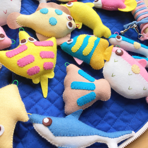 受注製作】知育玩具 フェルト さかなつり お片づけバッグセット