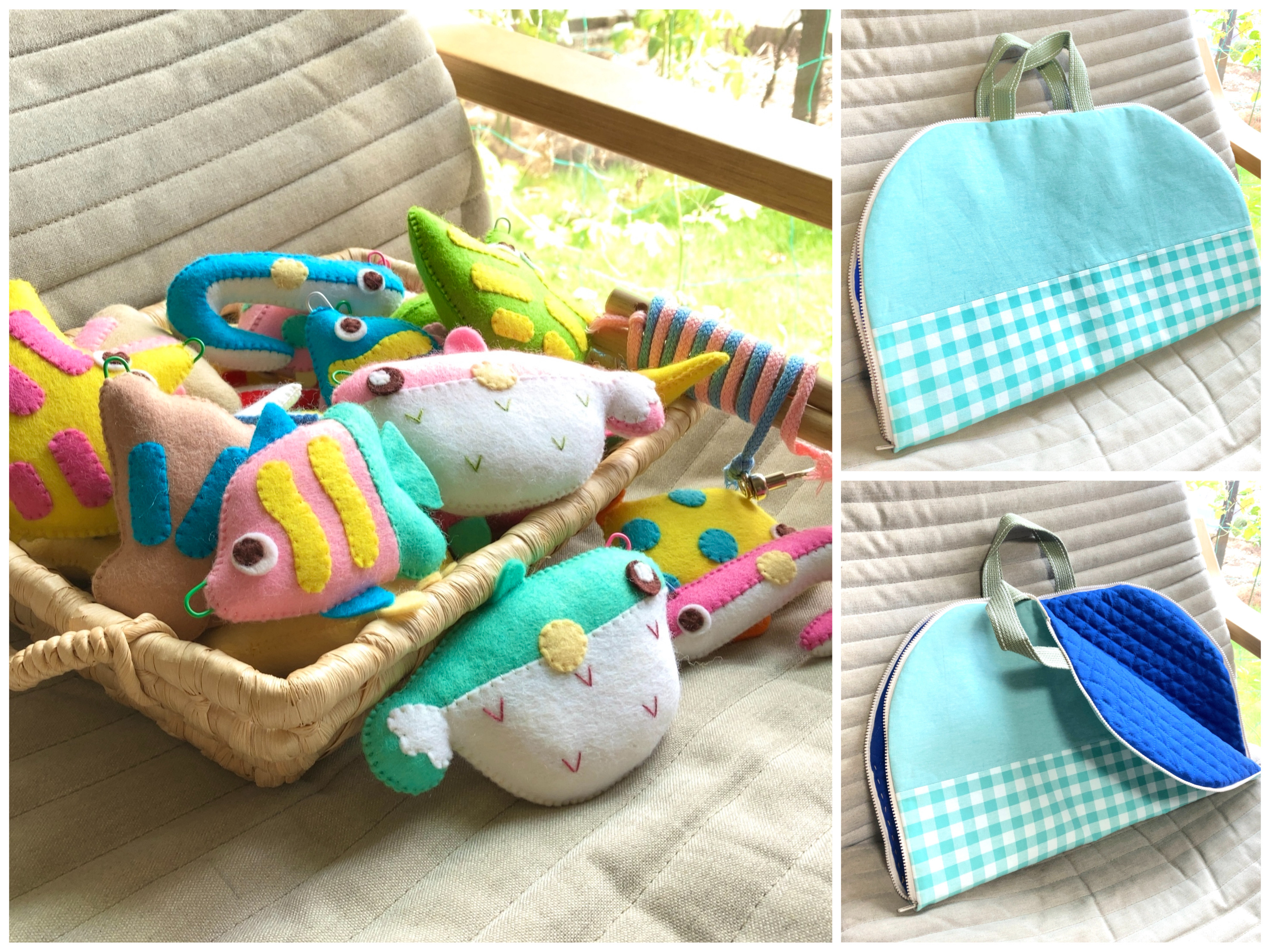 【受注製作】知育玩具 フェルト　さかなつり お片づけバッグセット