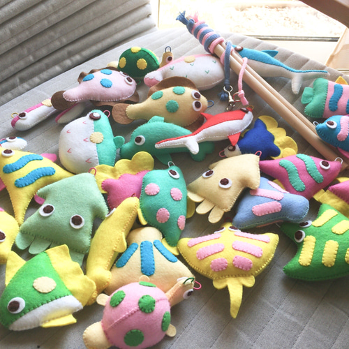 受注製作》フェルト さかなつり 手作り キット （おさかな28匹