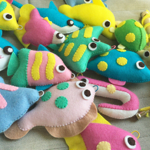 受注製作》フェルト さかなつり 手作り キット （おさかな28匹