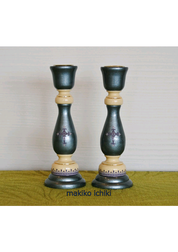 キャンドルスタンド(キャンドル付)メタリックブルー