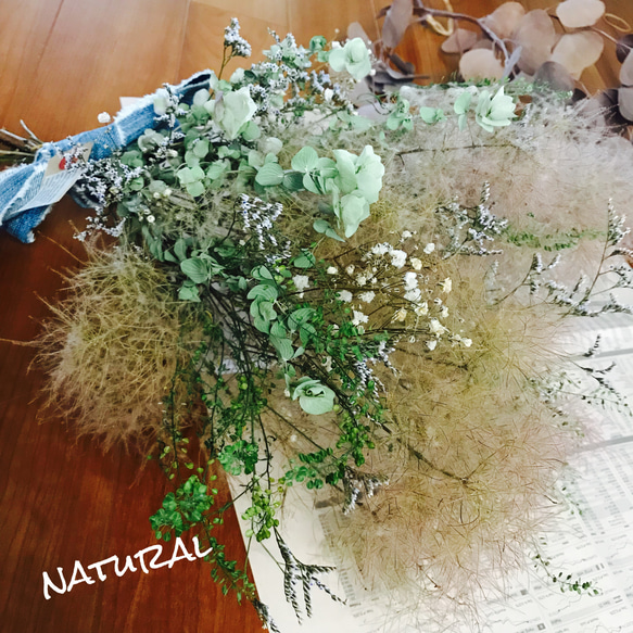 スモークツリー と 小さなお花たち naturalスワッグ① 2枚目の画像