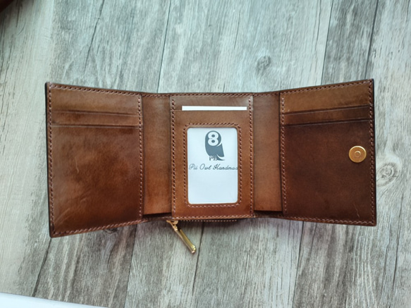 Pii owl Leather 三折零錢收納包 第1張的照片