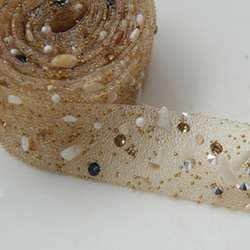 [琥珀川] ビジューテープ 宝石リボン クリアブレード 1ヤード（約90cm） 3枚目の画像