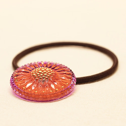 チェコガラスボタンヘアゴム [Orange×Black] ヘアゴム ulička 通販